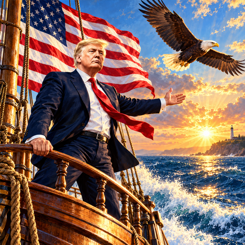 MAGACOIN art — stormy seas and lighthouse