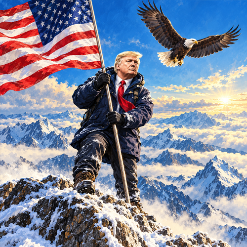 MAGACOIN art — summit and stars and stripes